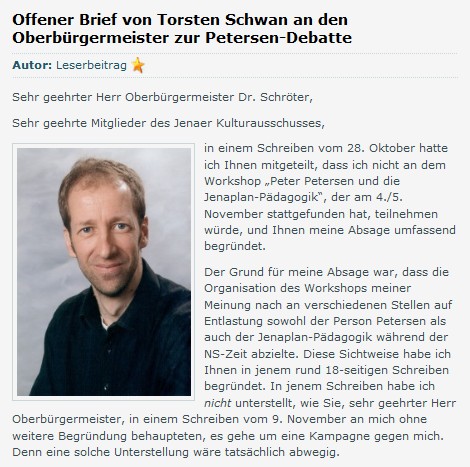 Offener Brief Torsten schwan an den OB